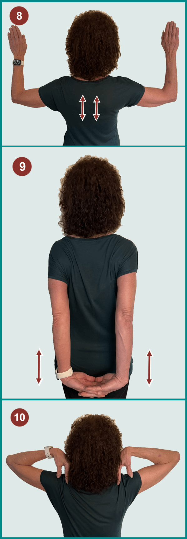 Figure illustrating three stretches to ease head pain in fibromyalgia patients.